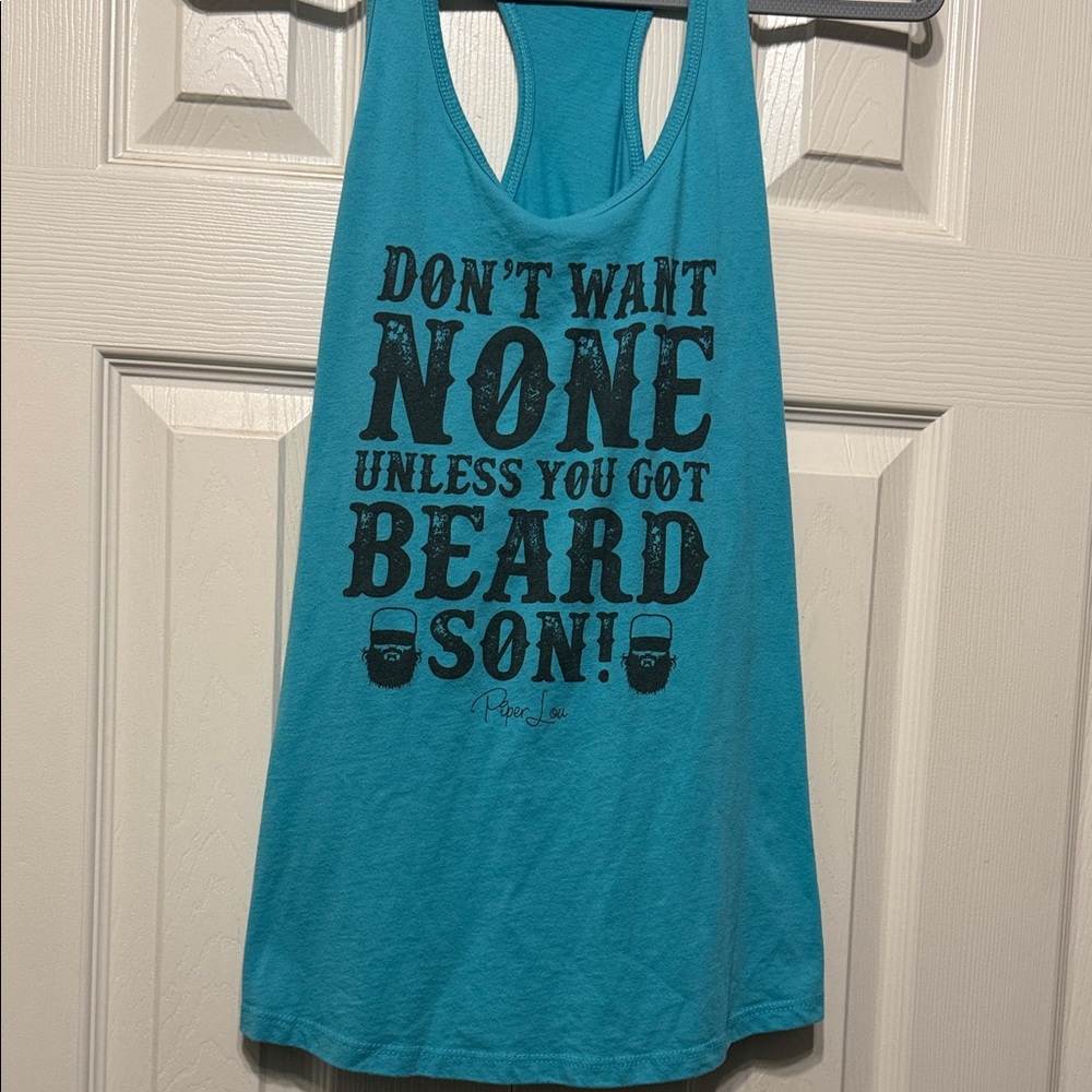 Next Level Apparel Teal Beard Graphic Tank